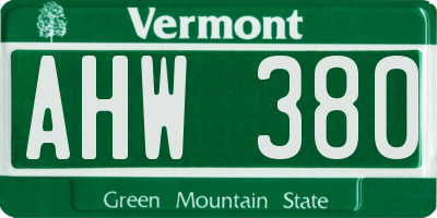 VT license plate AHW380