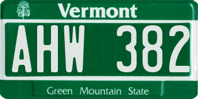 VT license plate AHW382