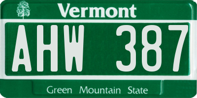 VT license plate AHW387