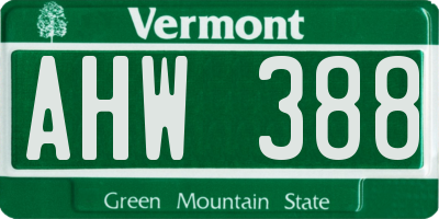 VT license plate AHW388