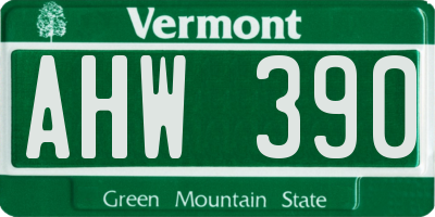 VT license plate AHW390