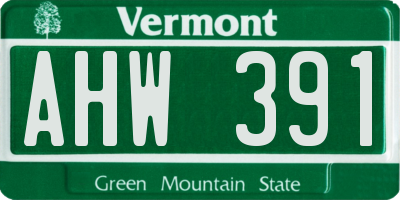 VT license plate AHW391
