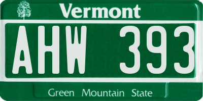 VT license plate AHW393