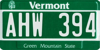 VT license plate AHW394