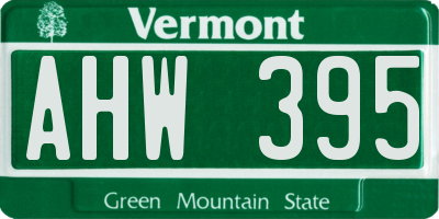 VT license plate AHW395