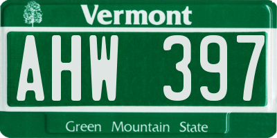 VT license plate AHW397