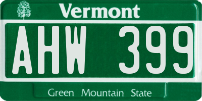 VT license plate AHW399