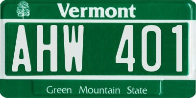 VT license plate AHW401