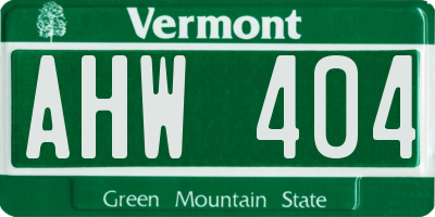 VT license plate AHW404