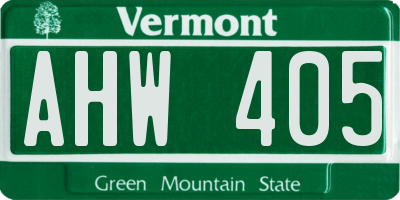 VT license plate AHW405
