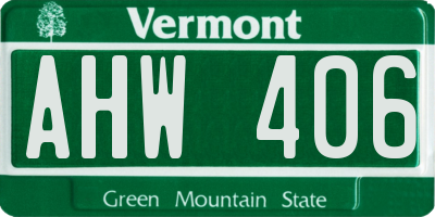 VT license plate AHW406