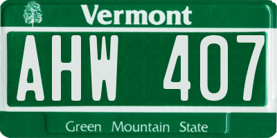 VT license plate AHW407