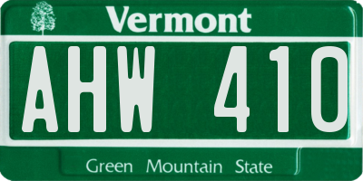 VT license plate AHW410