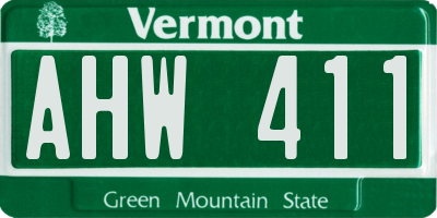 VT license plate AHW411