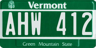 VT license plate AHW412