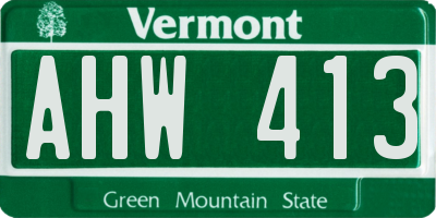 VT license plate AHW413