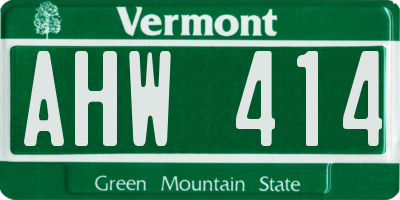 VT license plate AHW414