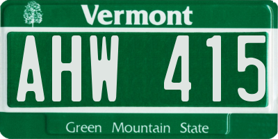 VT license plate AHW415