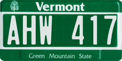 VT license plate AHW417