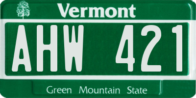 VT license plate AHW421