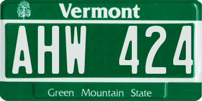 VT license plate AHW424