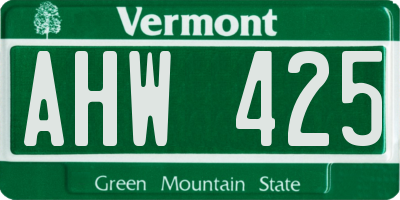 VT license plate AHW425