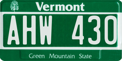VT license plate AHW430