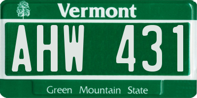 VT license plate AHW431