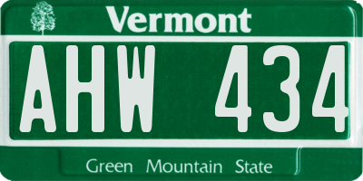 VT license plate AHW434