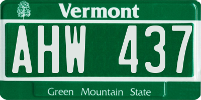 VT license plate AHW437