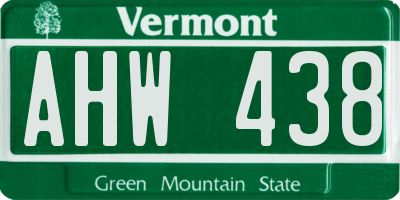 VT license plate AHW438