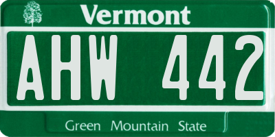 VT license plate AHW442