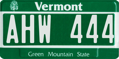 VT license plate AHW444