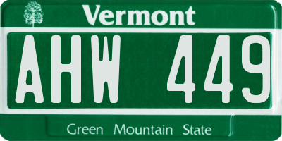 VT license plate AHW449