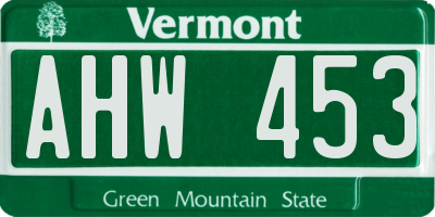 VT license plate AHW453