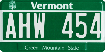 VT license plate AHW454