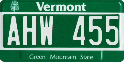 VT license plate AHW455
