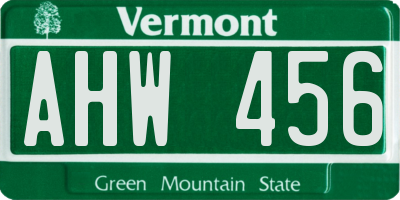 VT license plate AHW456