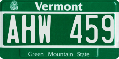 VT license plate AHW459