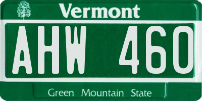 VT license plate AHW460