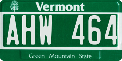 VT license plate AHW464