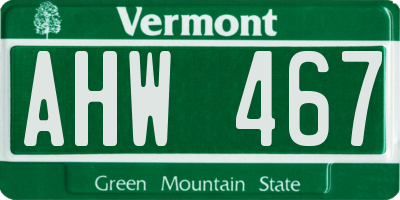 VT license plate AHW467