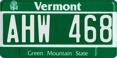 VT license plate AHW468