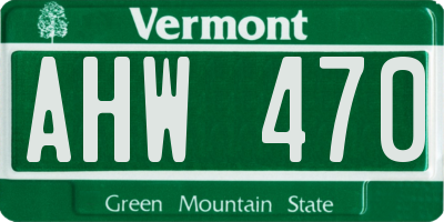 VT license plate AHW470