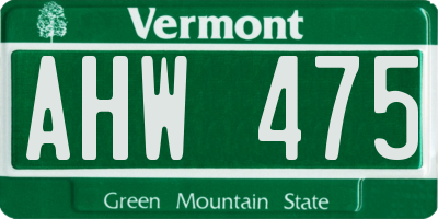 VT license plate AHW475