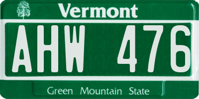 VT license plate AHW476