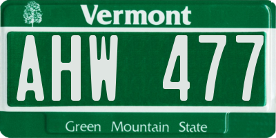 VT license plate AHW477