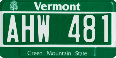VT license plate AHW481