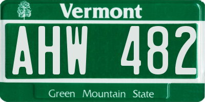 VT license plate AHW482