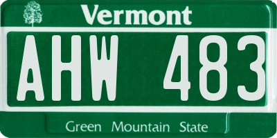 VT license plate AHW483